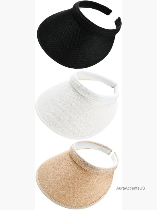 3 Pack Wide Brim Sun Visors UPF 50 UV Protection Breathable Adjustable main image 4
